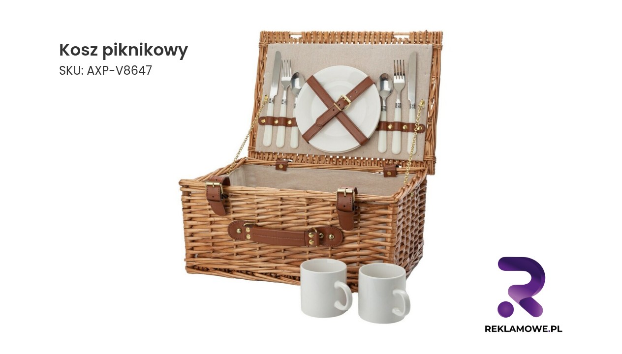 Elegancki kosz piknikowy z wyposażeniem