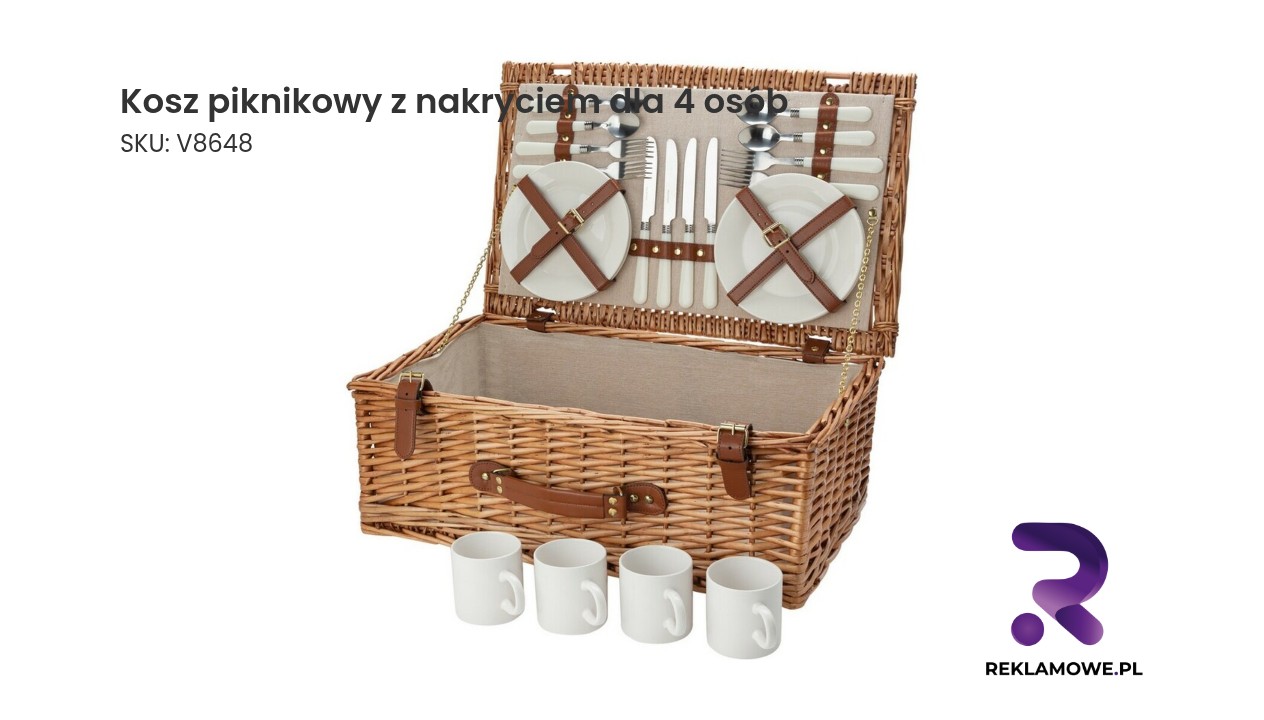 Kosz piknikowy z kompletem dla 4 osób na zewnątrz